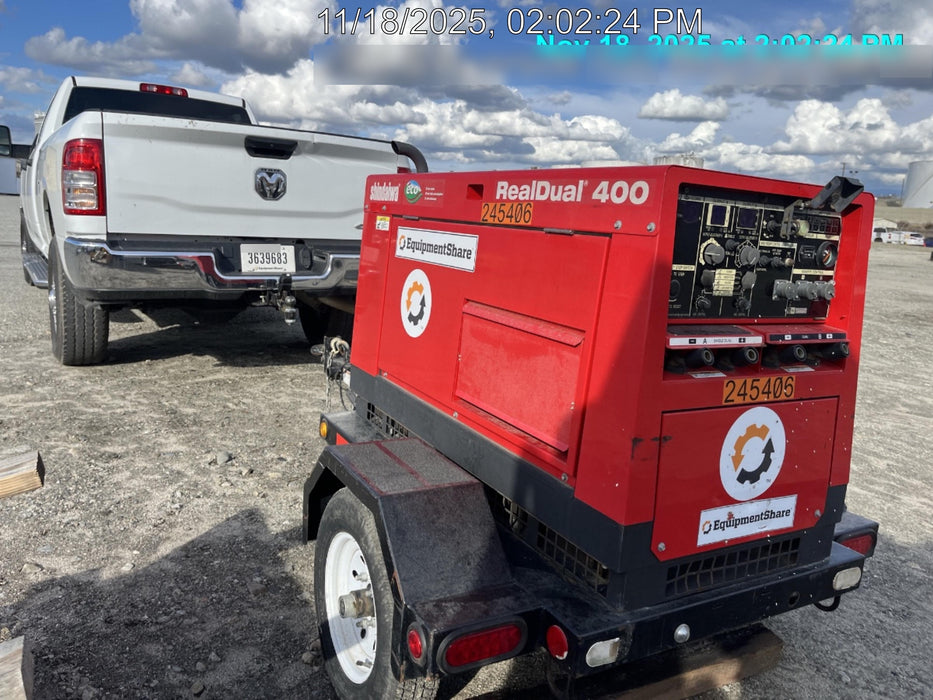 2022 Shindaiwa DGW400MDL Kubota D902 Engine, 23 HP, Dual Op Welder, Wire, Arc, Droop Stick, Tig, and CC Stick Functionality, Simulphase, 3 Phase and 1 Phase Gen Output, Single Axle NB Trlr, Slr Trckl Chrg 12V 12W, Fire Ext