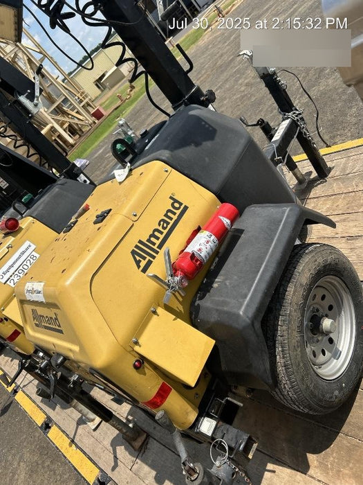 2022 Allmand NLV3GR (4) LED Light Fixture 350W, 23' Vertical Mast, 3kW Prime, Towable, Deep Sea L401, Leveling Jacks, Yanmar T4F 5.8hp