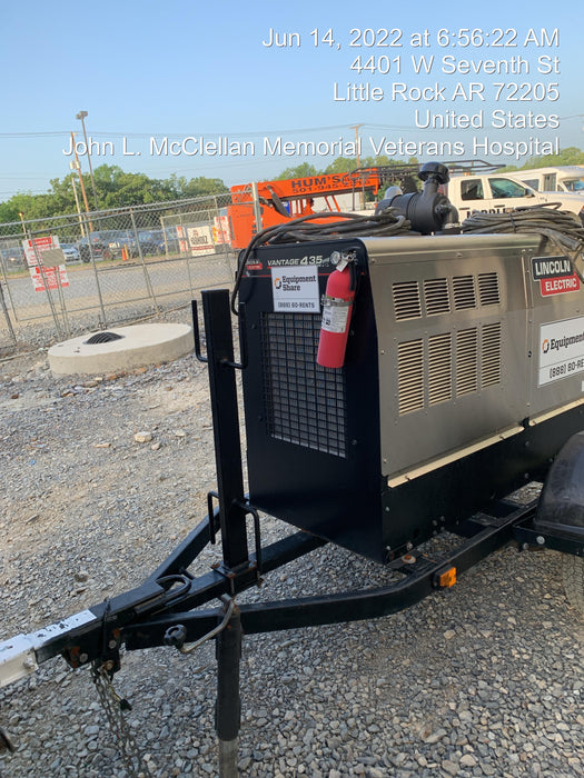 2018 Lincoln Electric Vantage 435 Lincoln Vantage 435 Welder Ready-Pak 3 w/Trailer, Fender/Light Kit, and Cable Rack