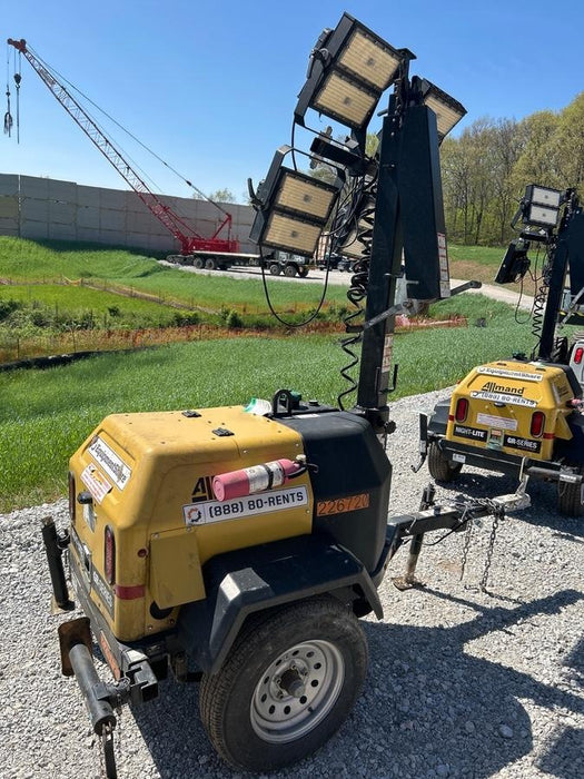 2022 Allmand NLV3GR (4) LED Light Fixture 350W, 23' Vertical Mast, 3kW Prime, Towable, Deep Sea L401, Leveling Jacks, Yanmar T4F 5.8hp