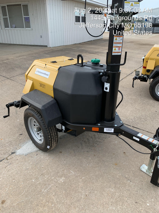 2022 Allmand NLV3GR (4) LED Light Fixture 350W, 23' Vertical Mast, 3kW Prime, Towable, Deep Sea L401, Leveling Jacks, Yanmar T4F 5.8hp