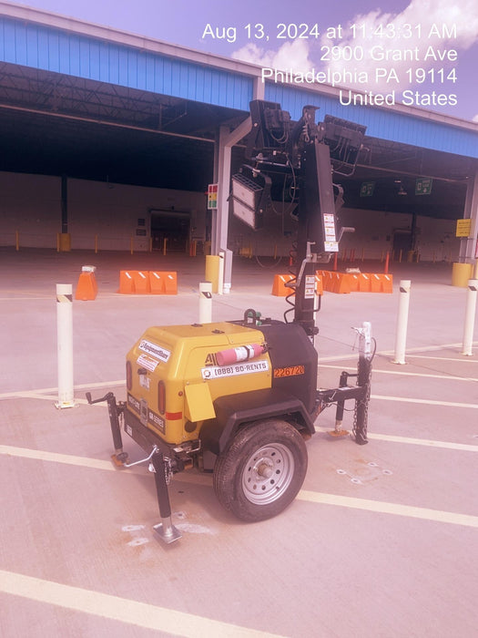 2022 Allmand NLV3GR (4) LED Light Fixture 350W, 23' Vertical Mast, 3kW Prime, Towable, Deep Sea L401, Leveling Jacks, Yanmar T4F 5.8hp