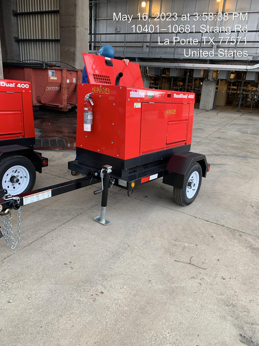 2022 Shindaiwa DGW400MDL Kubota D902 Engine, 23 HP, Dual Op Welder, Wire, Arc, Droop Stick, Tig, and CC Stick Functionality, Simulphase, 3 Phase and 1 Phase Gen Output, Single Axle NB Trlr, Slr Trckl Chrg 12V 12W, Fire Ext