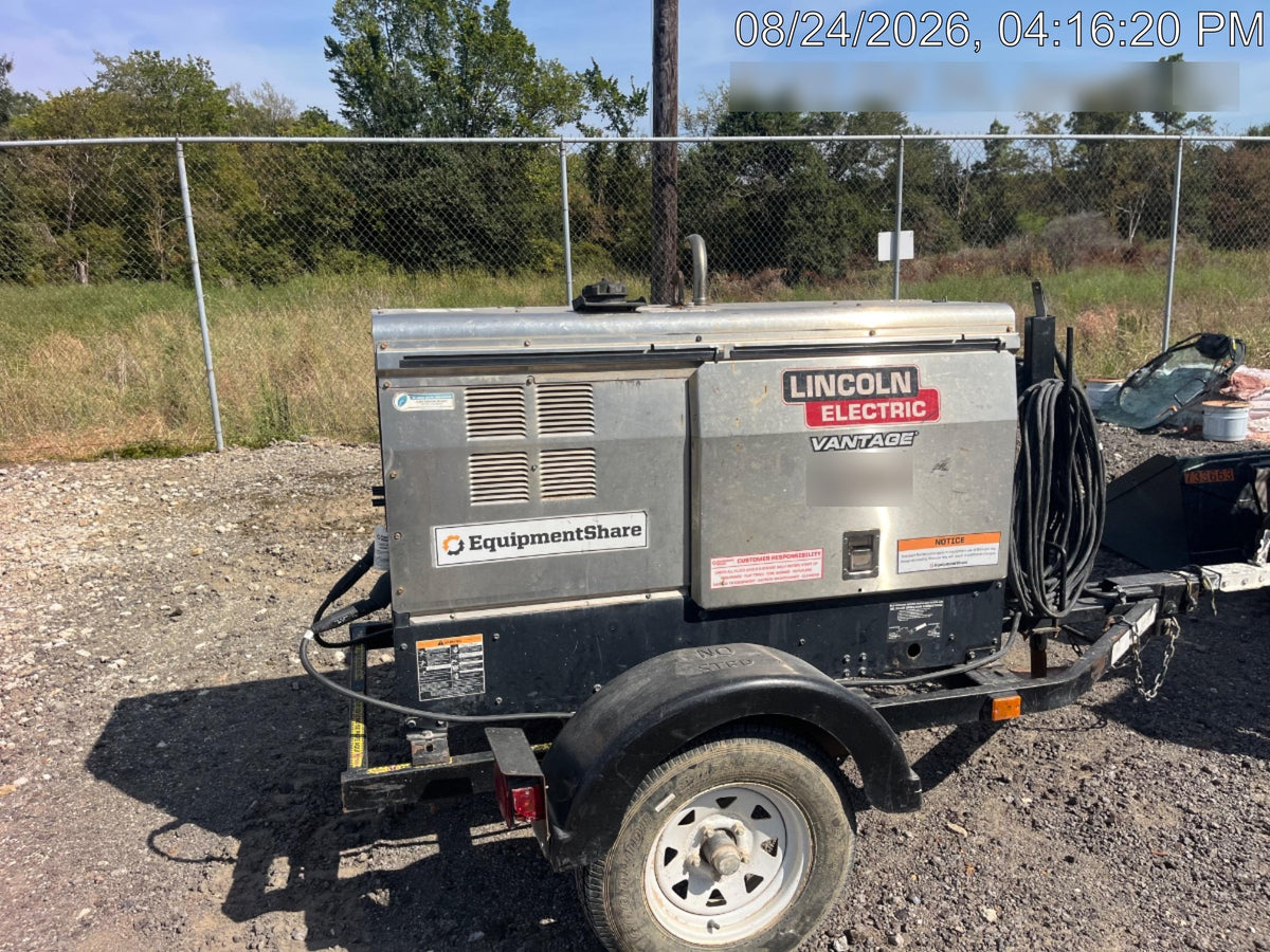 2019 Lincoln Electric Vantage 322 Welder Ready-Pak 3, Two wheel trailer, Fender and Light kit, Cable Rack