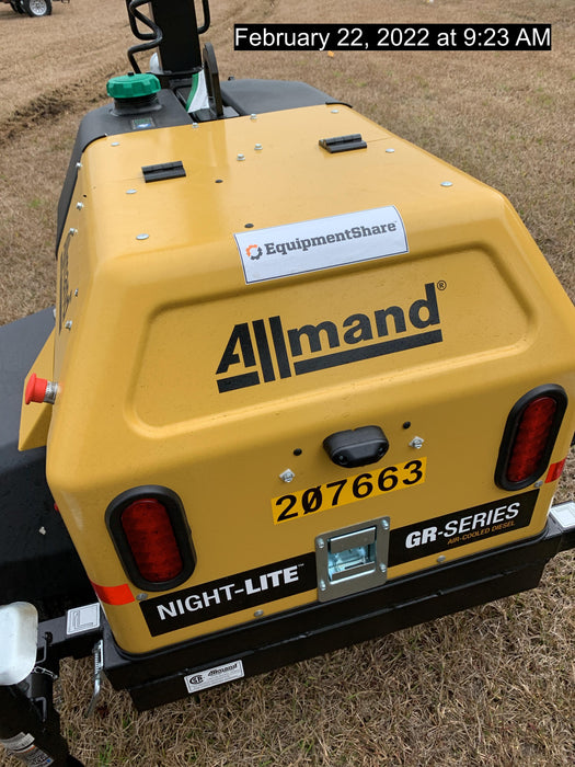 2022 Allmand NLV3GR (4) LED Light Fixture 350W, 23' Vertical Mast, 3kW Prime, Towable, Deep Sea L401, Leveling Jacks, Yanmar T4F 5.8hp