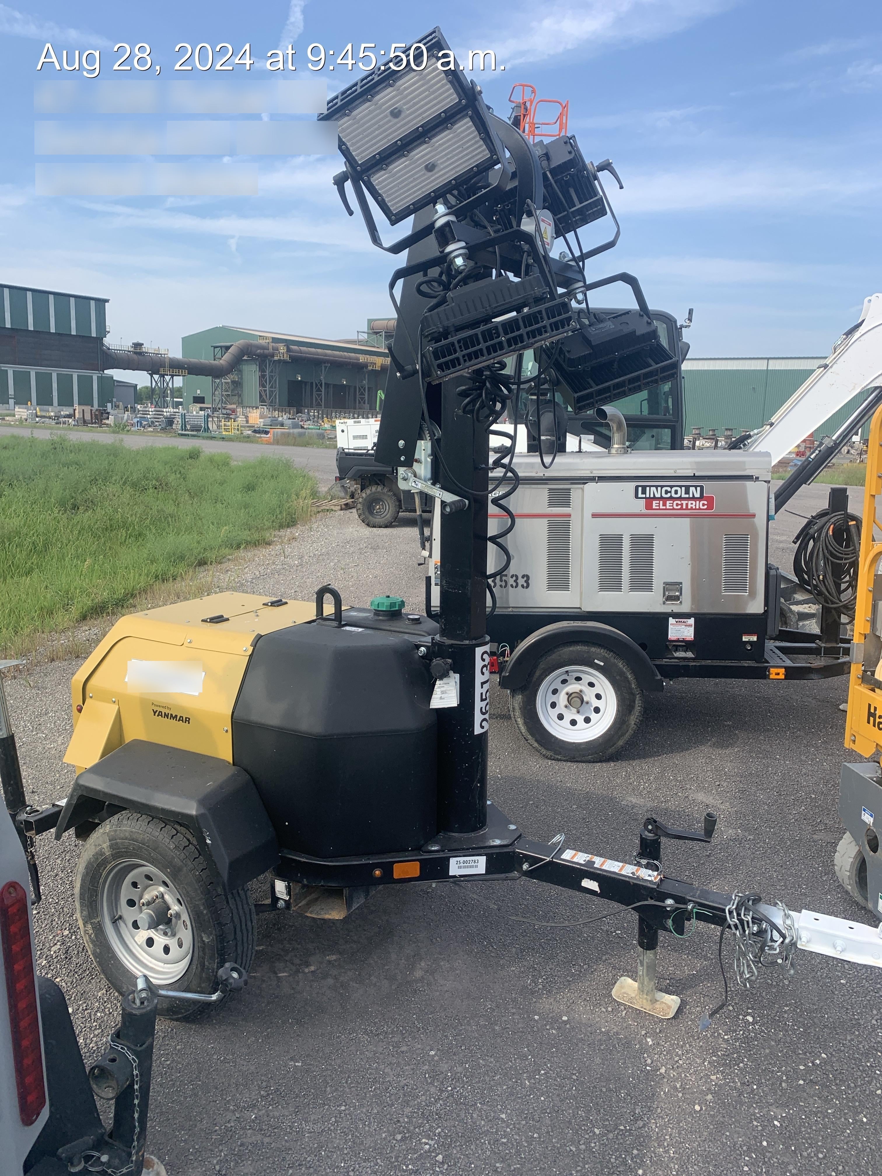 2022 Allmand NLV3GR (4) LED Light Fixture 350W, 23' Vertical Mast, 3kW Prime, Towable, ES Decals, T3