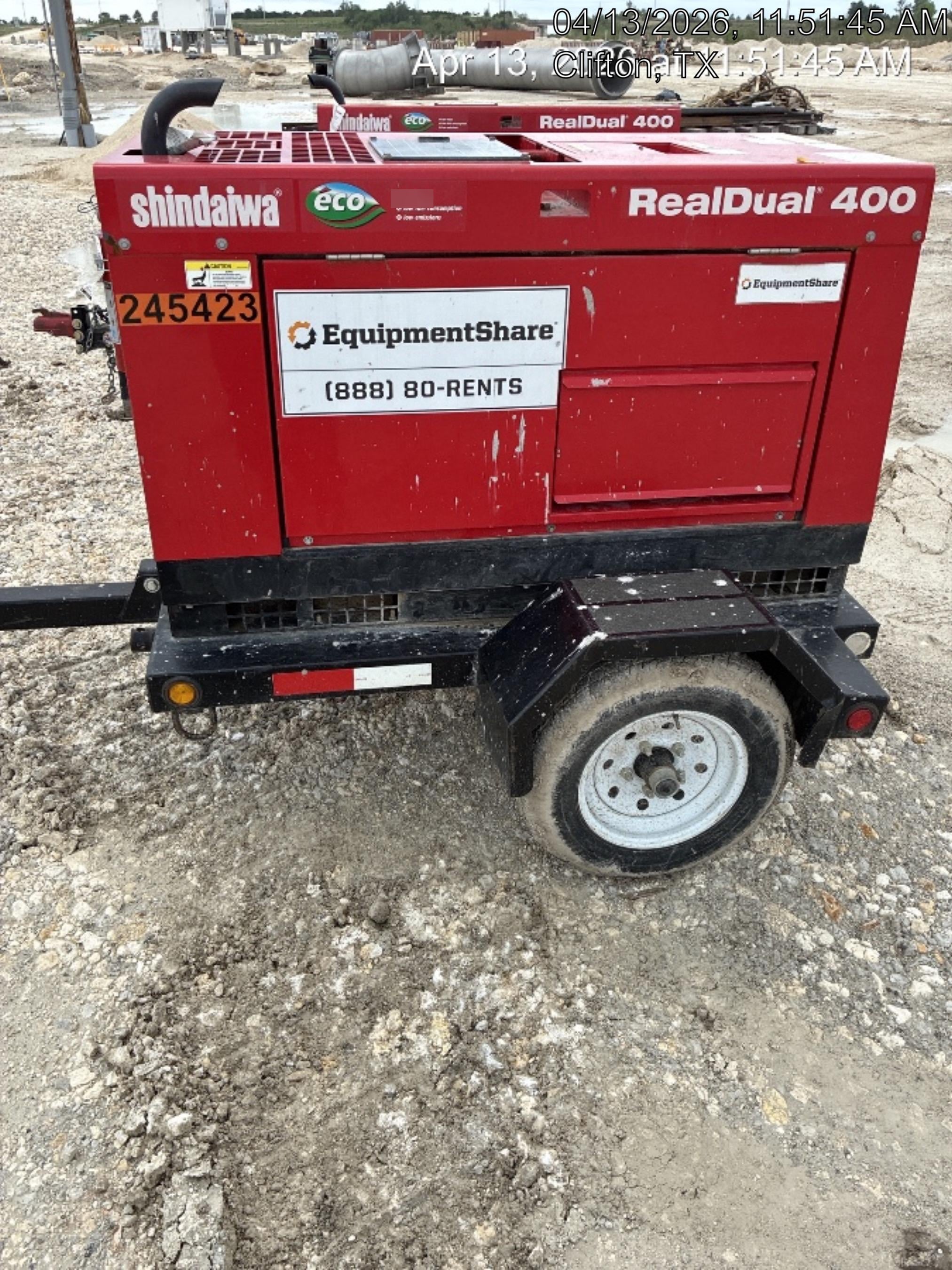 2022 Shindaiwa DGW400MDL Kubota D902 Engine, 23 HP, Dual Op Welder, Wire, Arc, Droop Stick, Tig, and CC Stick Functionality, Simulphase, 3 Phase and 1 Phase Gen Output, Single Axle NB Trlr, Slr Trckl Chrg 12V 12W, Fire Ext
