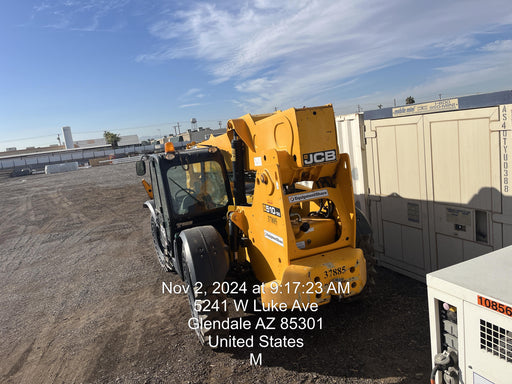 2019 JCB 510-56 74 HP w/CAB/HVAC, Beacon, Worklights, Aux Hydraulics, Solid Tires 66" Carriage/60" Forks