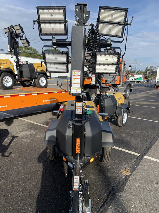 Allmand NLV3GR (4) LED Light Fixture 350W, 23' Vertical Mast, 3kW Prime, Towable, Deep Sea L401, Leveling Jacks, Yanmar T4F 5.8hp