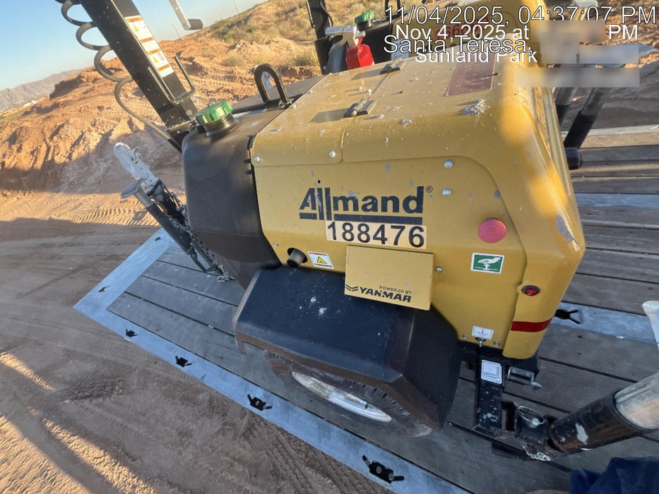 Allmand NLV3GR (4) LED Light Fixture 350W, 23' Vertical Mast, 3kW Prime, Towable, Deep Sea L401, Leveling Jacks, Yanmar T4F 5.8hp