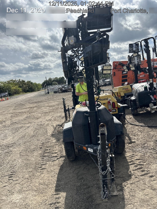 2022 Allmand NLV3GR (4) LED Light Fixture 350W, 23' Vertical Mast, 3kW Prime, Towable, Deep Sea L401, Leveling Jacks, Yanmar T4F 5.8hp