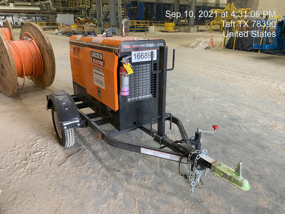 2021 Lincoln Electric Vantage 322 Vantage 322 Ready Pak 3 w/ Decals, ORANGE (includes trailer, cable rack, fender light kit) NO Telematics