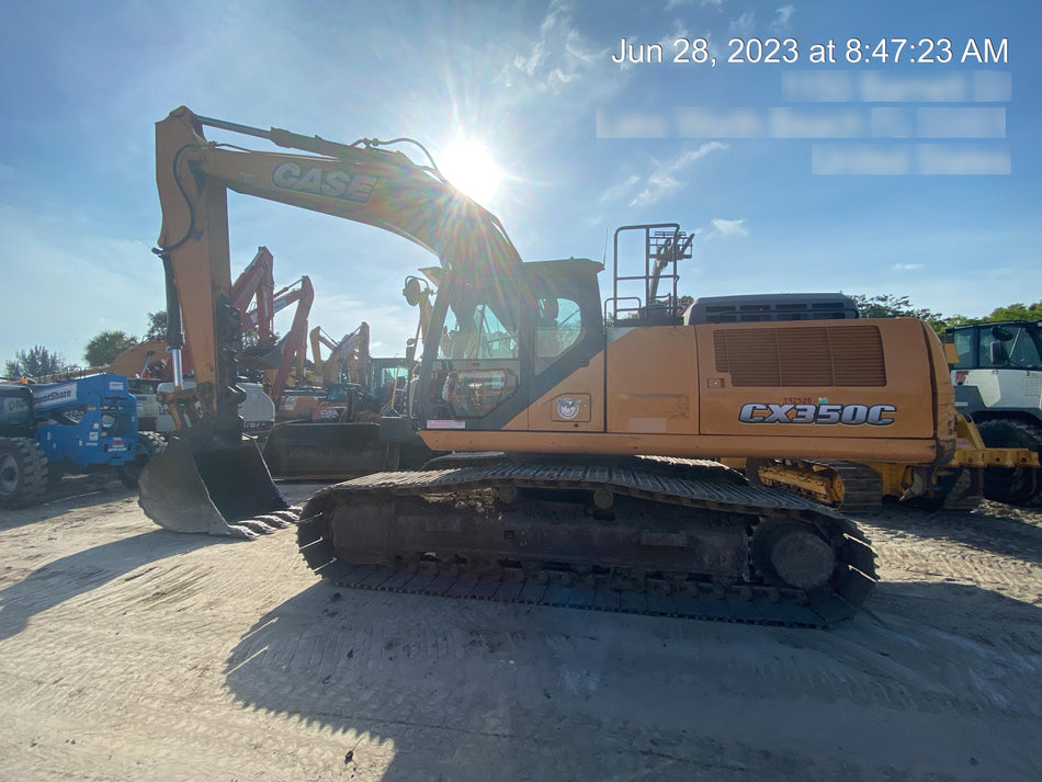 2016 Case CX350D CAB A/C, 13'-3" ARM, STEEL TRACKS, THUMB