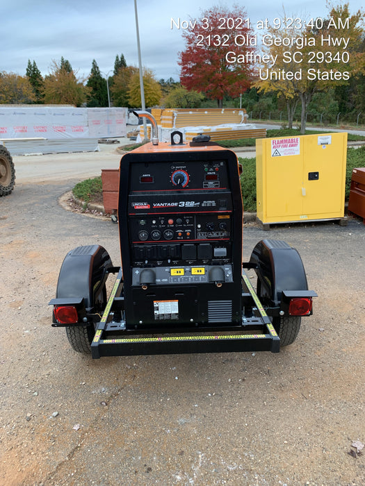 2021 Lincoln Electric Vantage 322 Vantage 322 Ready Pak 3 w/ Decals, ORANGE (includes trailer, cable rack, fender light kit) NO Telematics