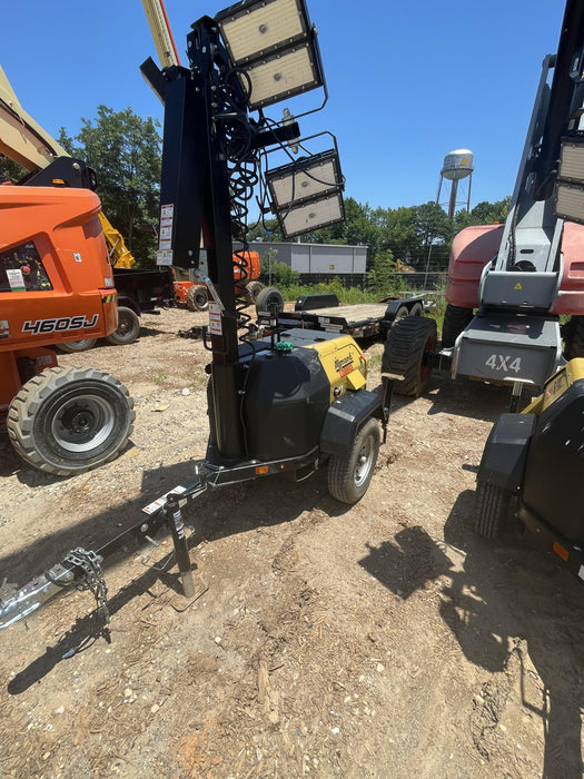 2022 Allmand NLV3GR (4) LED Light Fixture 350W, 23' Vertical Mast, 3kW Prime, Towable, Deep Sea L401, Leveling Jacks, Yanmar T4F 5.8hp