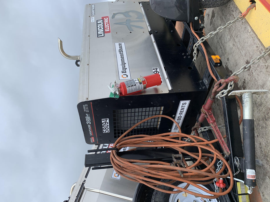 2019 Lincoln Electric Vantage 322 Welder Ready-Pak 3, Two wheel trailer, Fender and Light kit, Cable Rack