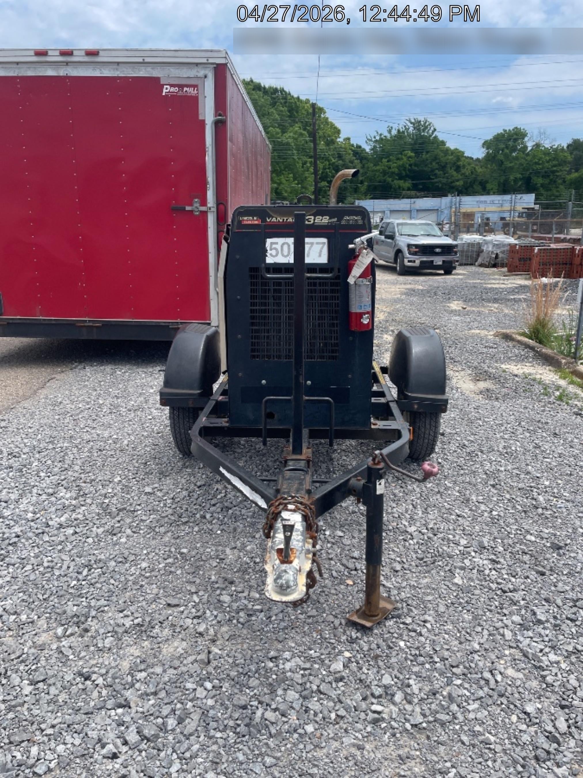 2019 Lincoln Electric Vantage 322 Welder Ready-Pak 3, Two wheel trailer, Fender and Light kit, Cable Rack