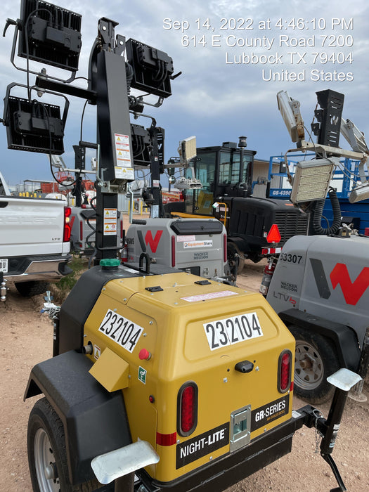 2022 Allmand NLV3GR (4) LED Light Fixture 350W, 23' Vertical Mast, 3kW Prime, Towable, Deep Sea L401, Leveling Jacks, Yanmar T4F 5.8hp