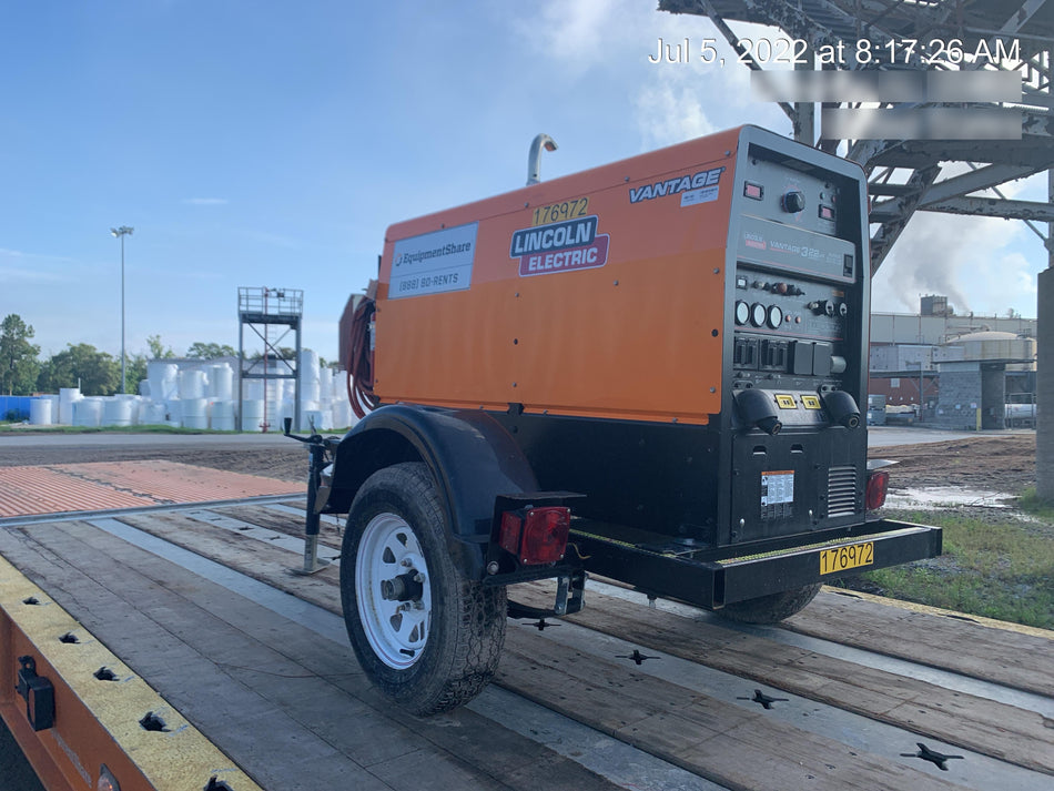 2021 Lincoln Electric Vantage 322 Vantage 322 Ready Pak 3 w/ Decals, ORANGE (includes trailer, cable rack, fender light kit) NO Telematics