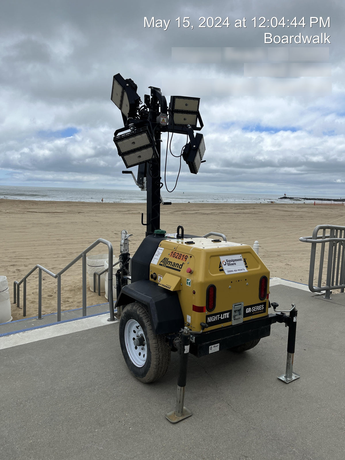 2022 Allmand NLV3GR (4) LED Light Fixture 350W, 23' Vertical Mast, 3kW Prime, Towable, ES Decals, T3