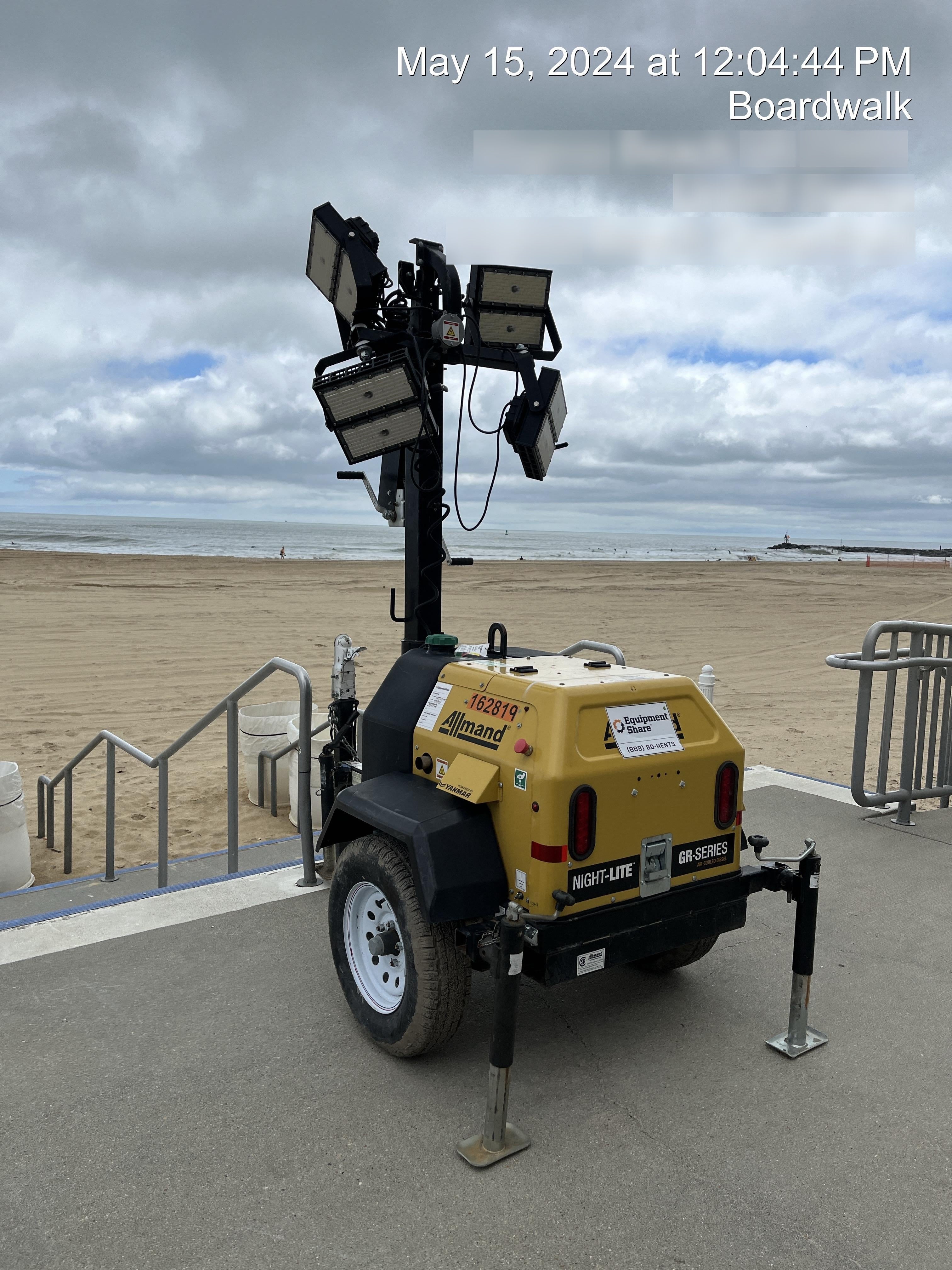 2022 Allmand NLV3GR (4) LED Light Fixture 350W, 23' Vertical Mast, 3kW Prime, Towable, ES Decals, T3