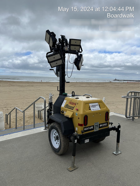 2022 Allmand NLV3GR (4) LED Light Fixture 350W, 23' Vertical Mast, 3kW Prime, Towable, ES Decals, T3