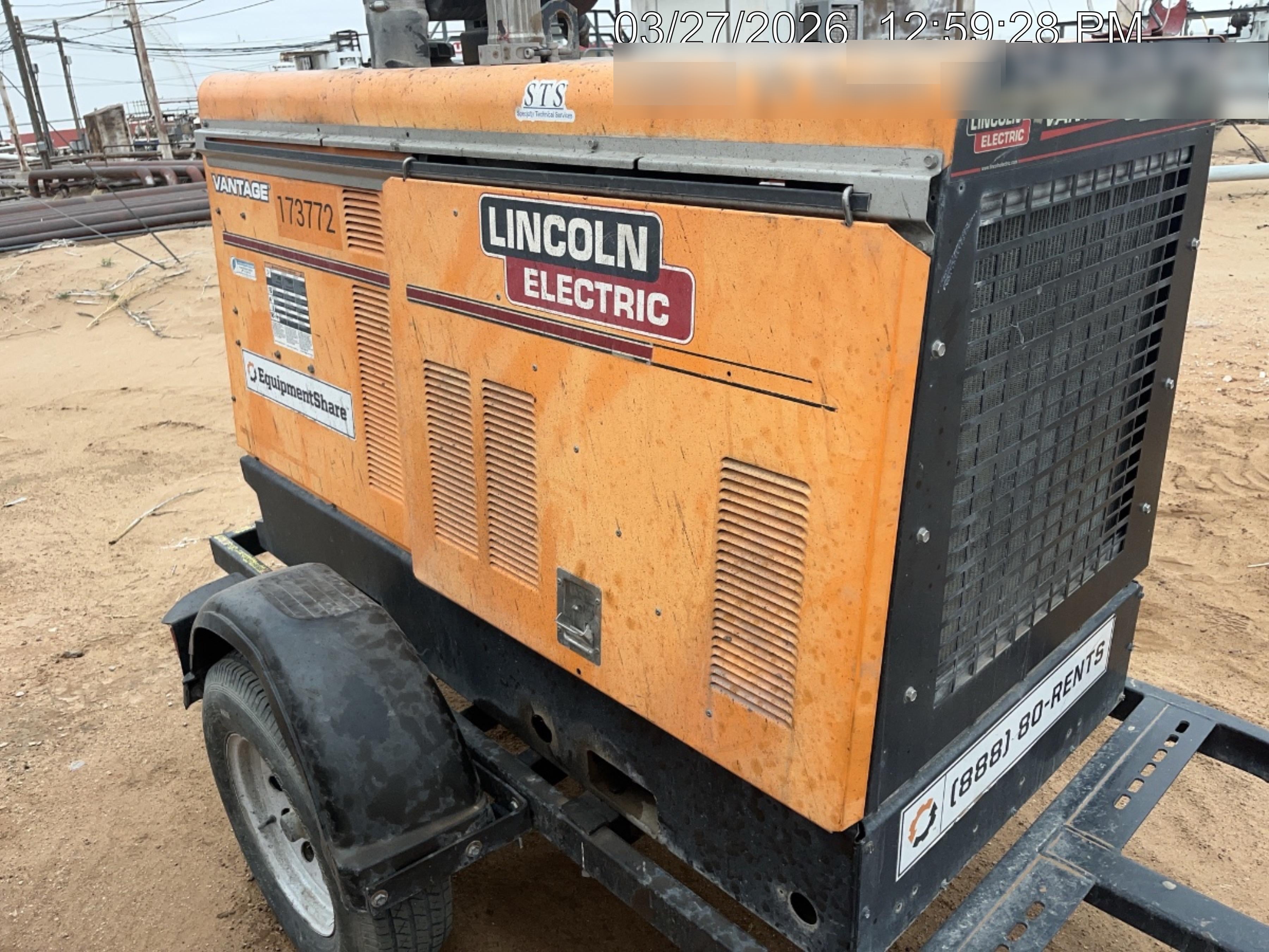 2021 Lincoln Electric Vantage 549X Ready Pak 3, ORANGE (includes trailer, cable rack, fender light kit)