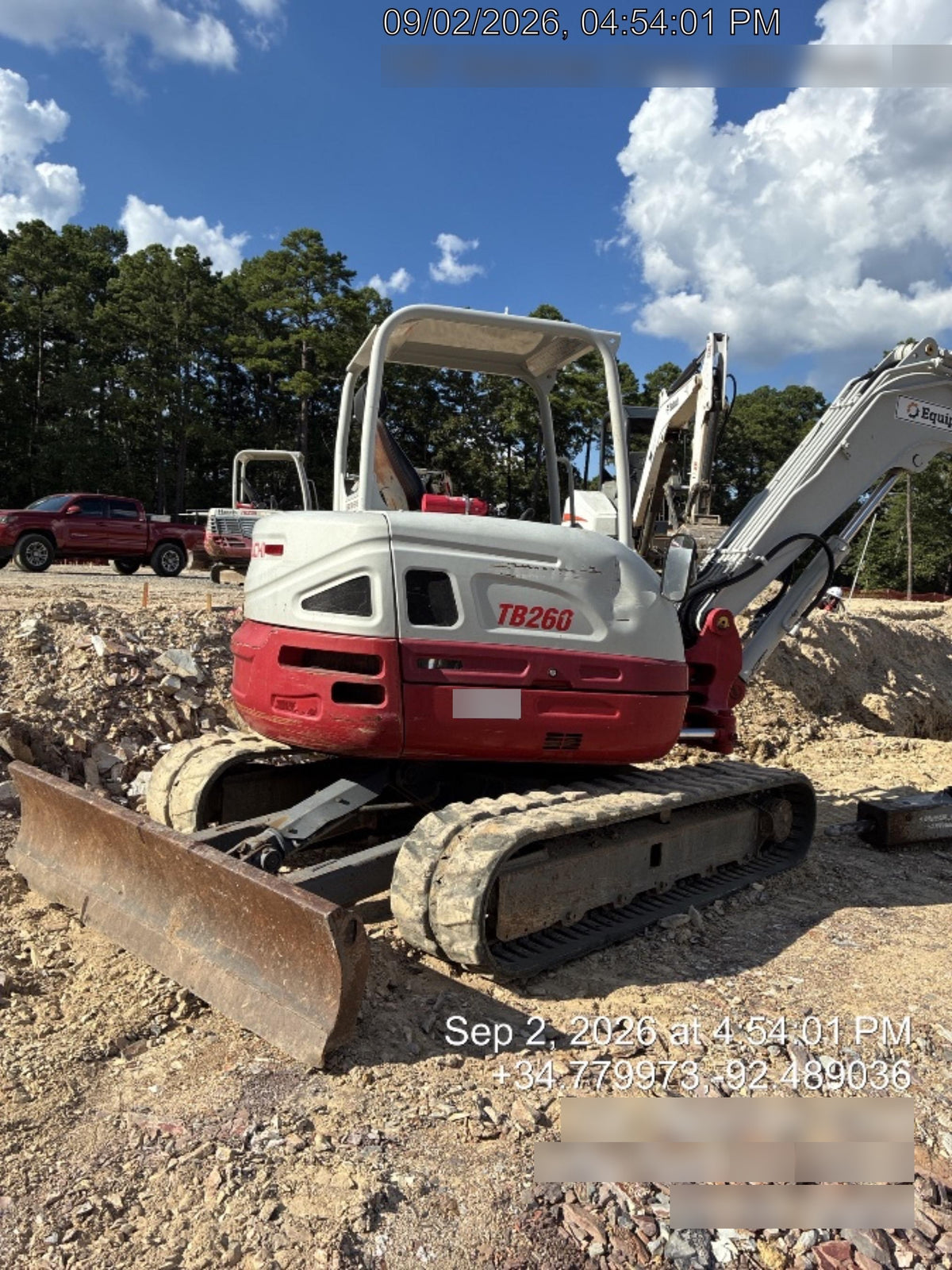 2019 Takeuchi TB260 Takeuchi TB260 Canopy w/Rubber Tracks, Auxiliary Hydraulics, Standard Blade, Manual QC, 12 / 18 / 24" Buckets, Hydraulic Thumb Installed