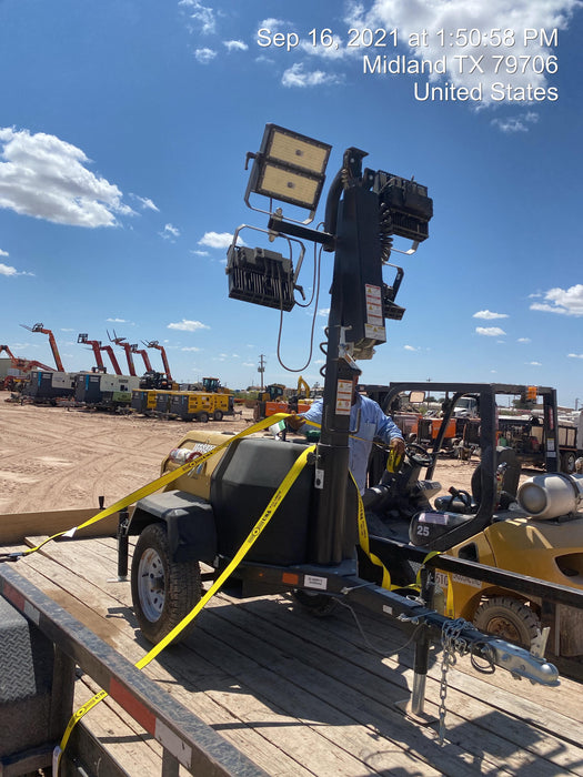 2021 Allmand NLV3GR (4) LED Light Fixture 350W, 23' Vertical Mast, 3kW Prime, Towable, Deep Sea L401, Leveling Jacks, Yanmar T4F 5.8hp