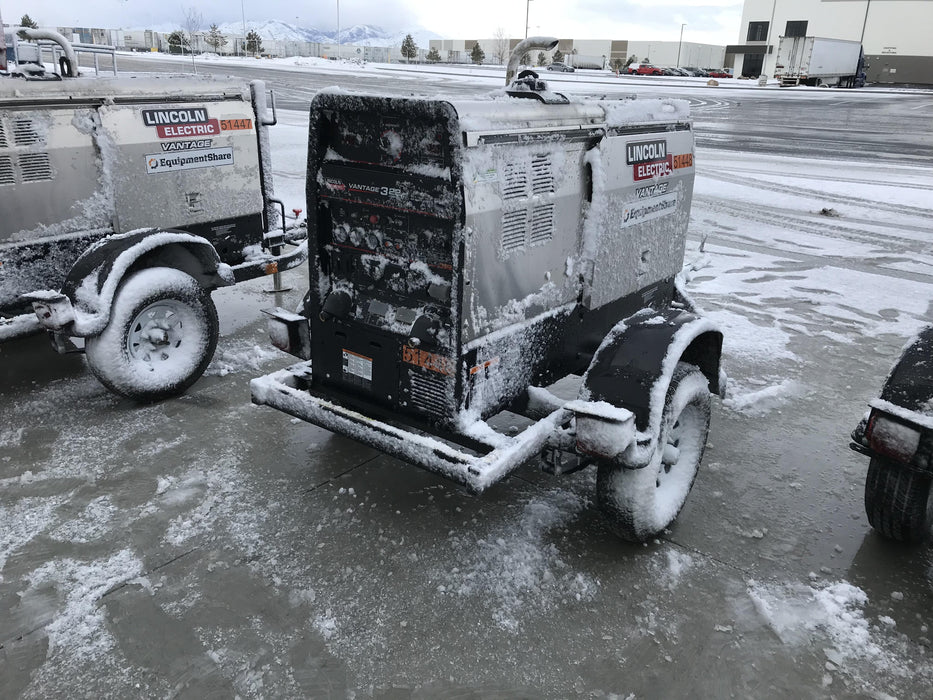 2019 Lincoln Electric Vantage 322 Ready-Pak 3, Two Wheel Trailer, Fender and Light Kit, Cable Rack