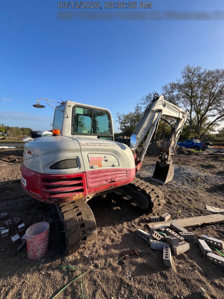 2019 Takeuchi TB290 Cab, AC, Rubber Tracks, Dozer Blade, Travel Alarm, Control Pattern Change Valve, Auxiliary Hydraulics w/18" Quick Coupler Bucket with teeth, 6.2 cu. ft. capacity/24" Quick Coupler Bucket with teeth, 8.6 cu. ft. capacity/36" Quick Coupler Bucket with teeth, 13.4 cu. ft. capacity, Quick Coupler, Hydraulic Thumb Installed