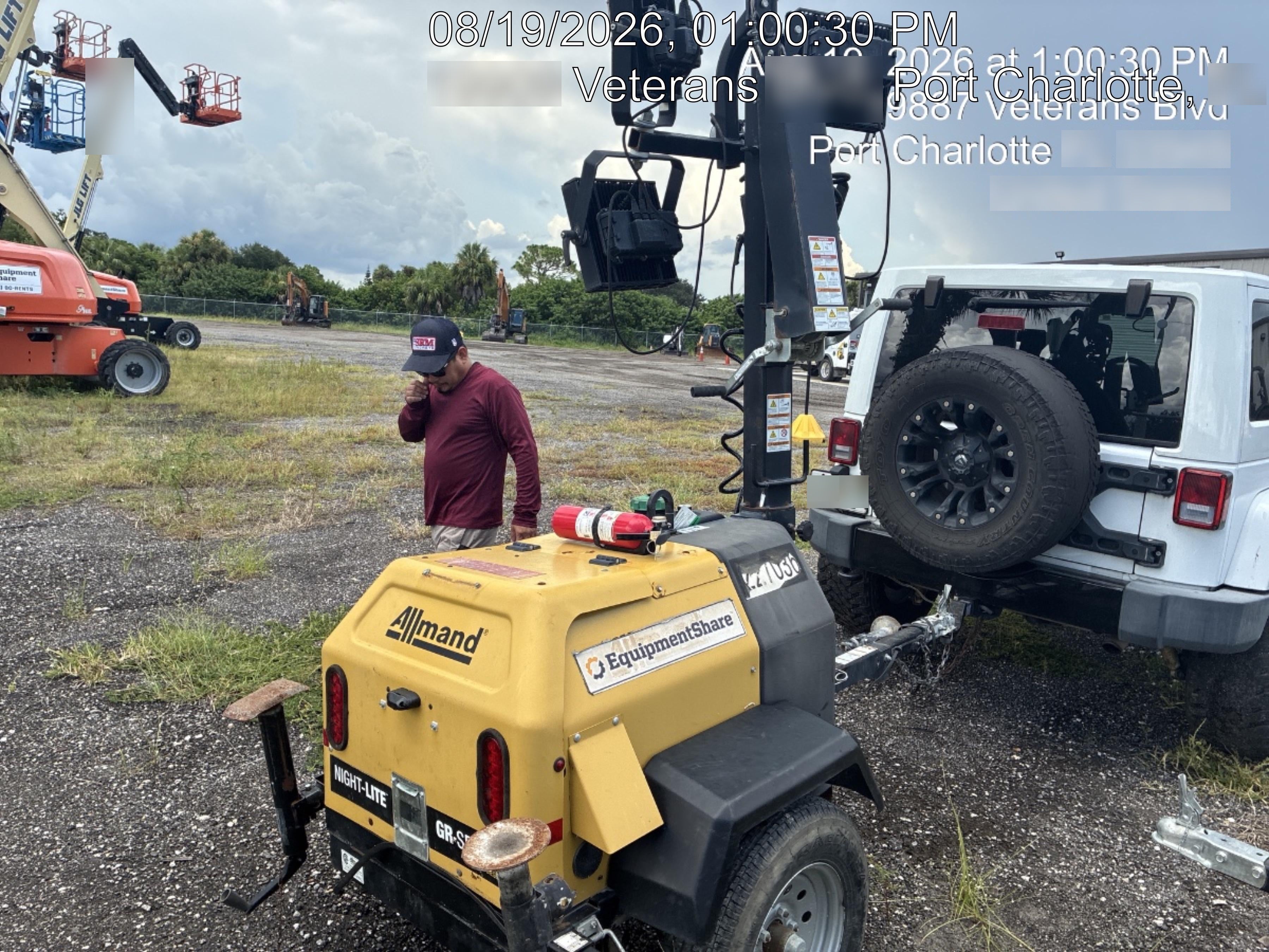 2022 Allmand NLV3GR (4) LED Light Fixture 350W, 23' Vertical Mast, 3kW Prime, Towable, Deep Sea L401, Leveling Jacks, Yanmar T4F 5.8hp