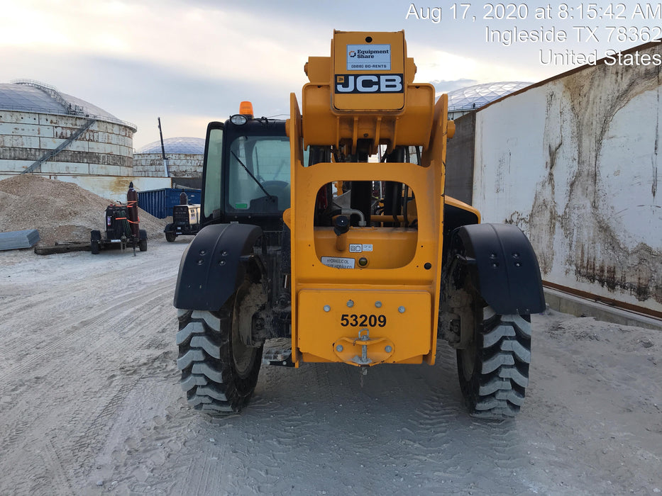 2019 JCB 509-42 Cab/Heat/Air, 74 HP, Solid Tires, STD Worklight, Beacon, Aux Hydraulics, Lifting Eye, Back up Alarm w/66" Carriage/60" Forks