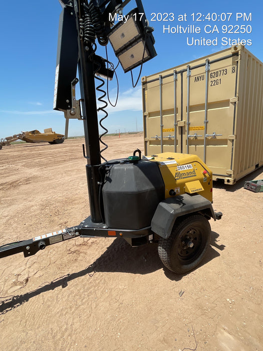 2022 Allmand NLV3GR (4) LED Light Fixture 350W, 23' Vertical Mast, 3kW Prime, Towable, ES Decals, T3