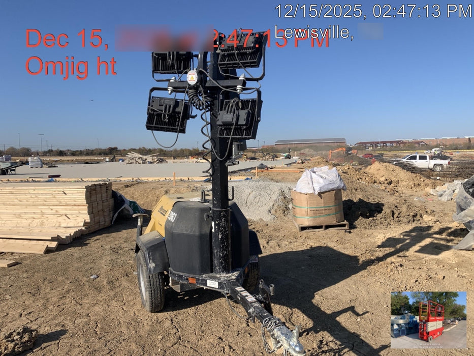 2022 Allmand NLV3GR (4) LED Light Fixture 350W, 23' Vertical Mast, 3kW Prime, Towable, ES Decals, T3