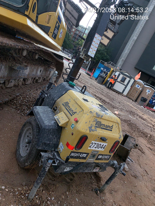 2022 Allmand NLV3GR (4) LED Light Fixture 350W, 23' Vertical Mast, 3kW Prime, Towable, ES Decals, T3