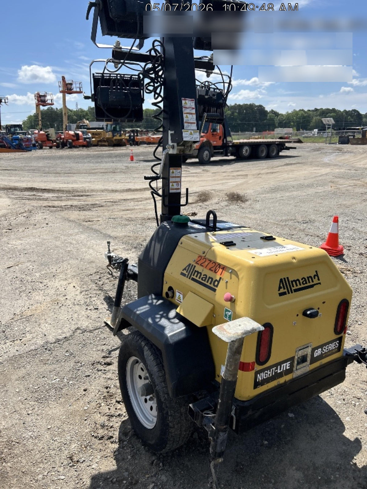 2022 Allmand NLV3GR (4) LED Light Fixture 350W, 23' Vertical Mast, 3kW Prime, Towable, Deep Sea L401, Leveling Jacks, Yanmar T4F 5.8hp