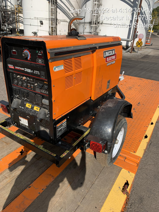 2021 Lincoln Electric Vantage 322 Vantage 322 Ready Pak 3 w/ Decals, ORANGE (includes trailer, cable rack, fender light kit) NO Telematics