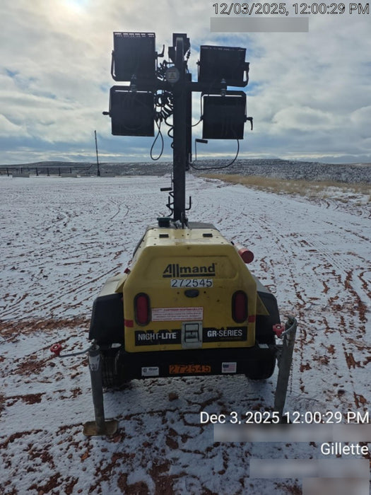 2022 Allmand NLV3GR (4) LED Light Fixture 350W, 23' Vertical Mast, 3kW Prime, Towable, ES Decals, T3