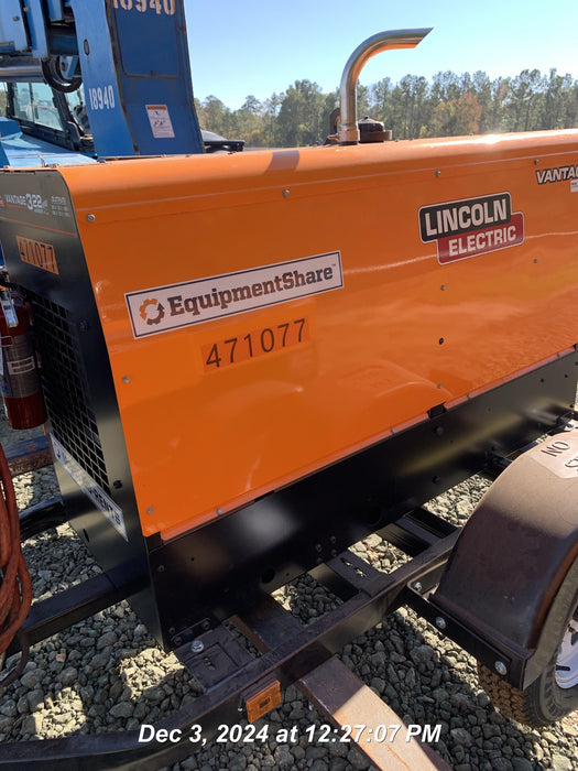2024 Lincoln Electric Vantage 322 Welder Ready-Pak 3, Two wheel trailer, Fender and Light kit, Cable Rack, Orange