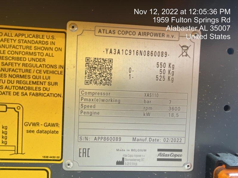 2022 ATLAS COPCO XAS 110