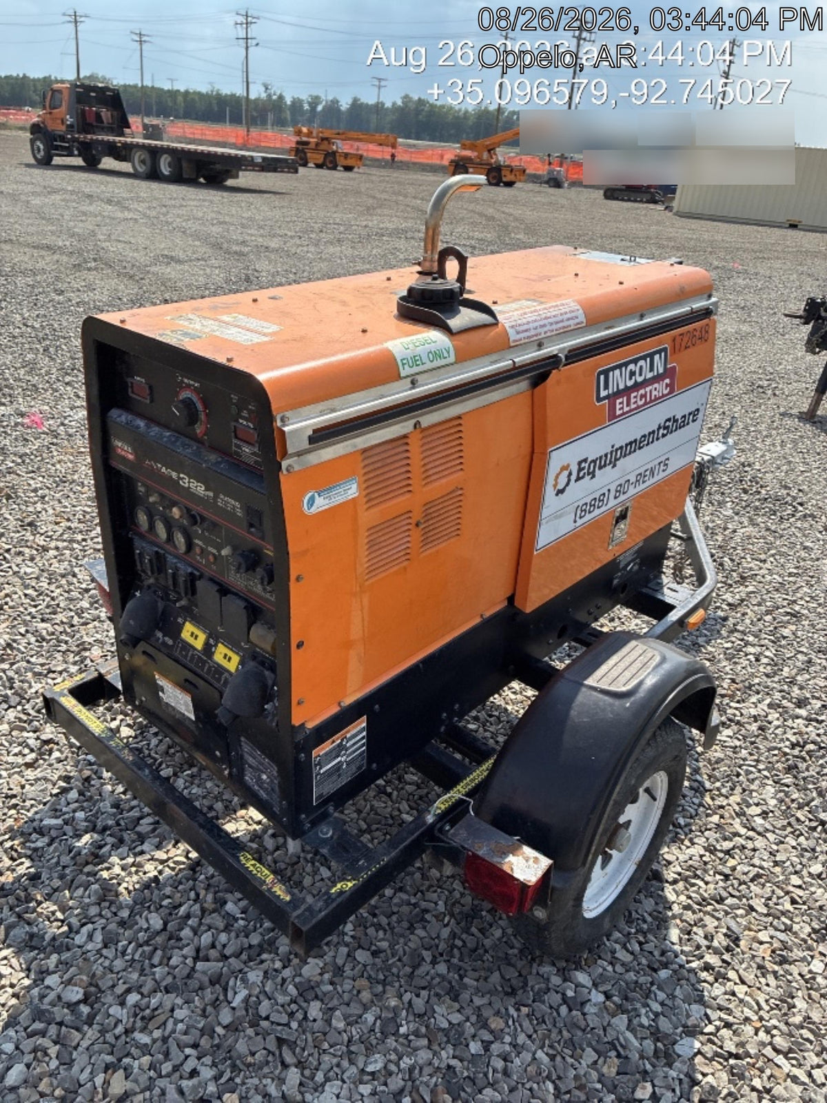 2021 Lincoln Electric Vantage 322 Vantage 322 Ready Pak 3 w/ Decals, ORANGE (includes trailer, cable rack, fender light kit) NO Telematics