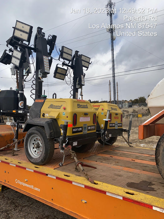 2022 Allmand NLV3GR (4) LED Light Fixture 350W, 23' Vertical Mast, 3kW Prime, Towable, ES Decals, T3