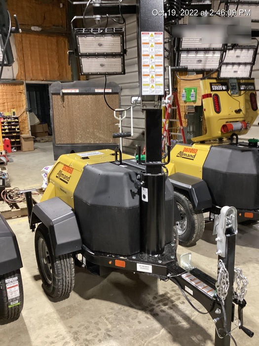 2022 Allmand NLV3GR (4) LED Light Fixture 350W, 23' Vertical Mast, 3kW Prime, Towable, ES Decals, T3