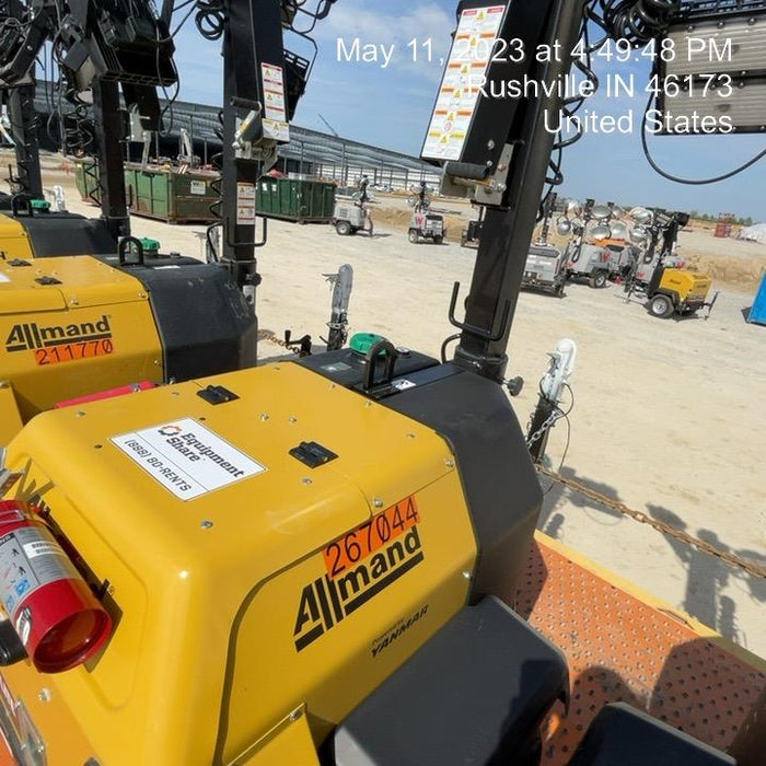 2022 Allmand NLV3GR (4) LED Light Fixture 350W, 23' Vertical Mast, 3kW Prime, Towable, ES Decals, T3