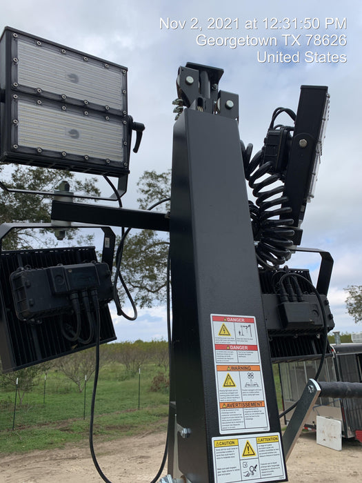 2021 Allmand NLV3GR (4) LED Light Fixture 350W, 23' Vertical Mast, 3kW Prime, Towable, Deep Sea L401, Leveling Jacks, Yanmar T4F 5.8hp