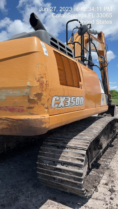 2016 Case CX350D CAB A/C, 13'-3" ARM, STEEL TRACKS, THUMB