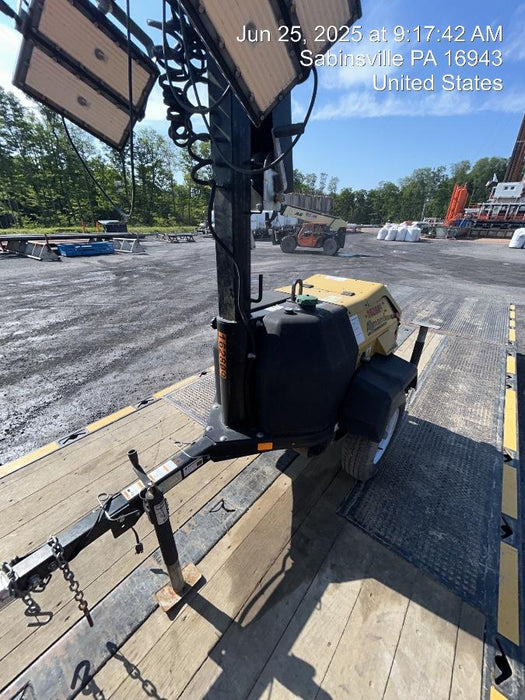 2021 Allmand NLV3GR (4) LED Light Fixture 350W, 23' Vertical Mast, 3kW Prime, Towable, Deep Sea L401, Leveling Jacks, Yanmar T4F 5.8hp