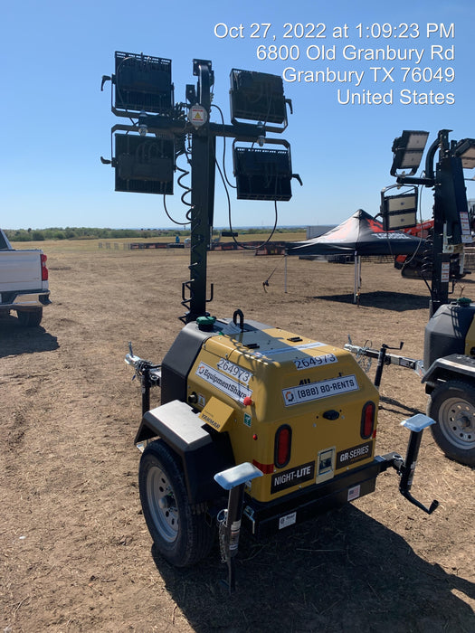 2022 Allmand NLV3GR (4) LED Light Fixture 350W, 23' Vertical Mast, 3kW Prime, Towable, ES Decals, T3