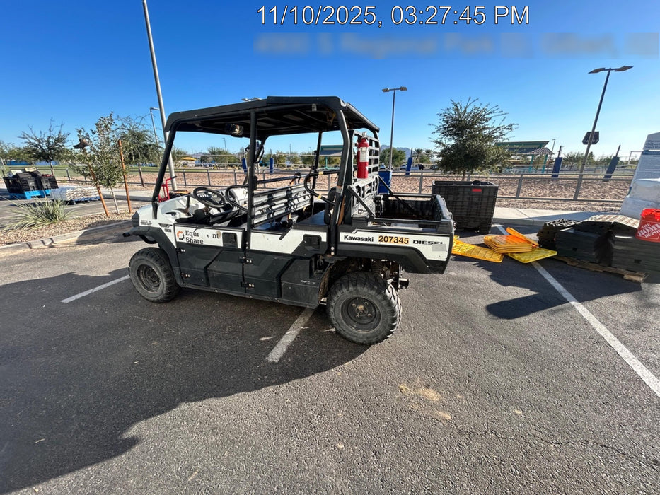 2022 Kawasaki Mule PRO-DXT Standard Options, Backup Alarm, Beacon, Plastic Hard Top, Poly Windshield, Horn Kit